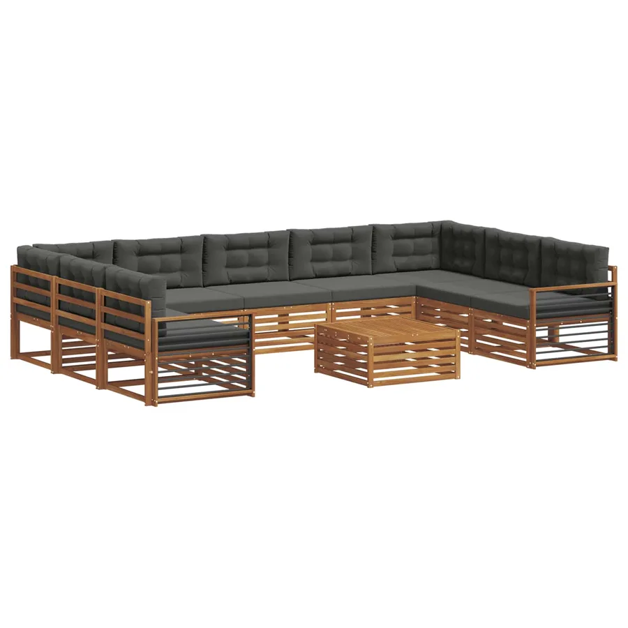 Ensemble de canapés d'extérieur 10 pcs Naturel et Anthracite - 2