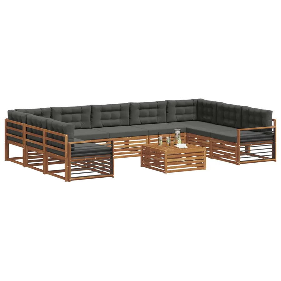 Ensemble de canapés d'extérieur 10 pcs Naturel et Anthracite - 3