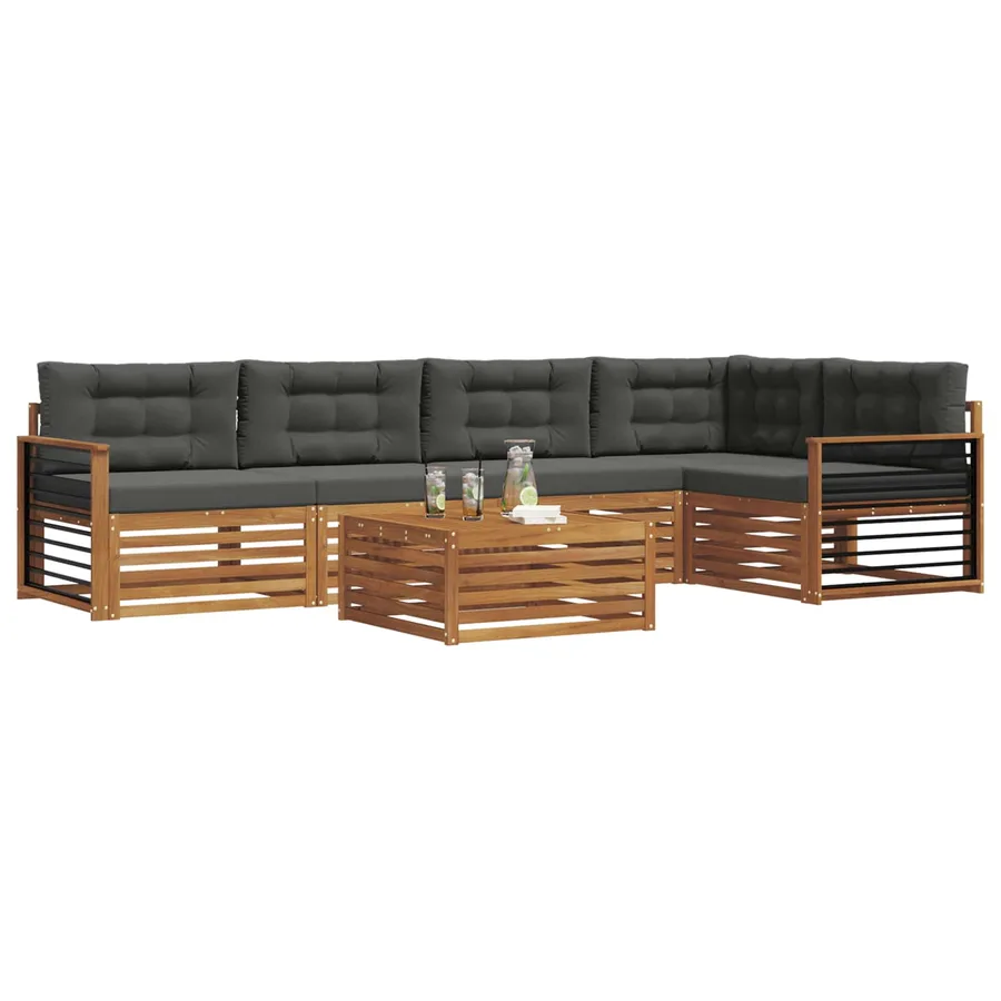 Ensemble de canapés d'extérieur 6 pcs Naturel et Anthracite - 3