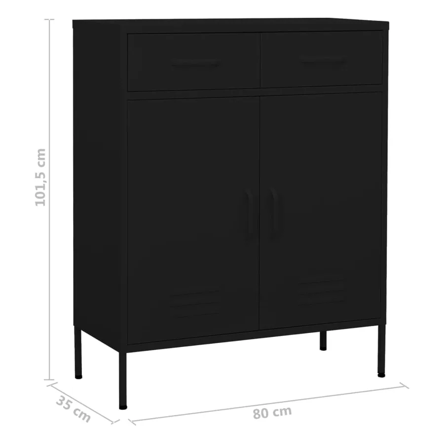 Armoire de rangement Noir 80x35x101,5 cm Acier - 10