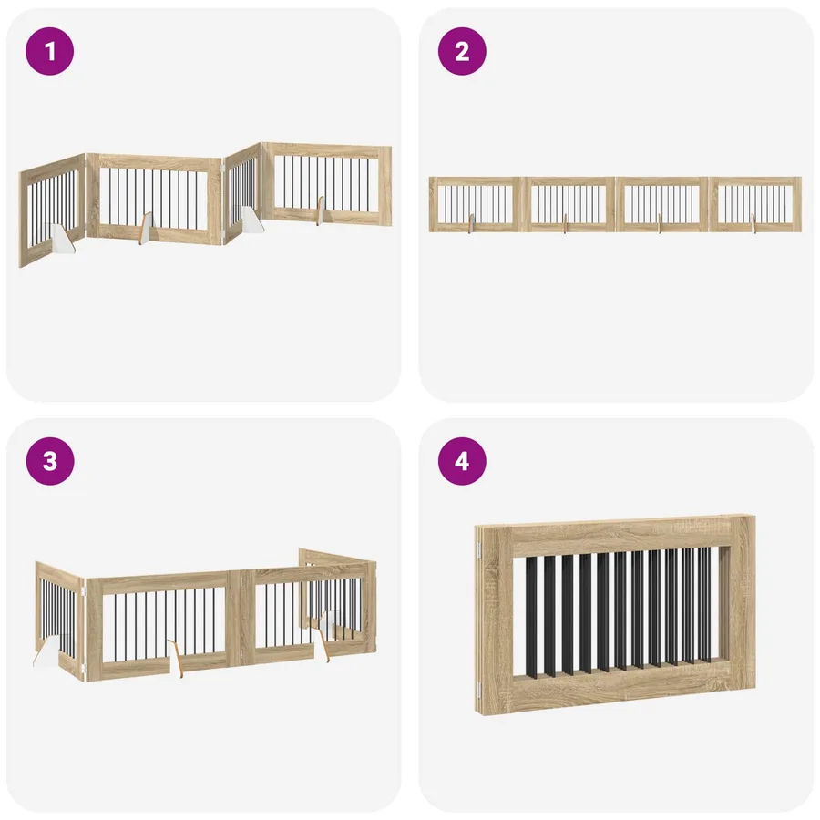 Porte de chien pliable avec supports 4 pcs Chêne Sonoma 401 cm - 7