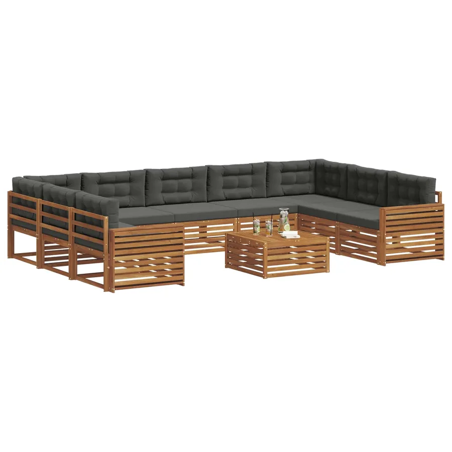 Ensemble de canapés d'extérieur 10 pcs Naturel et Anthracite - 3
