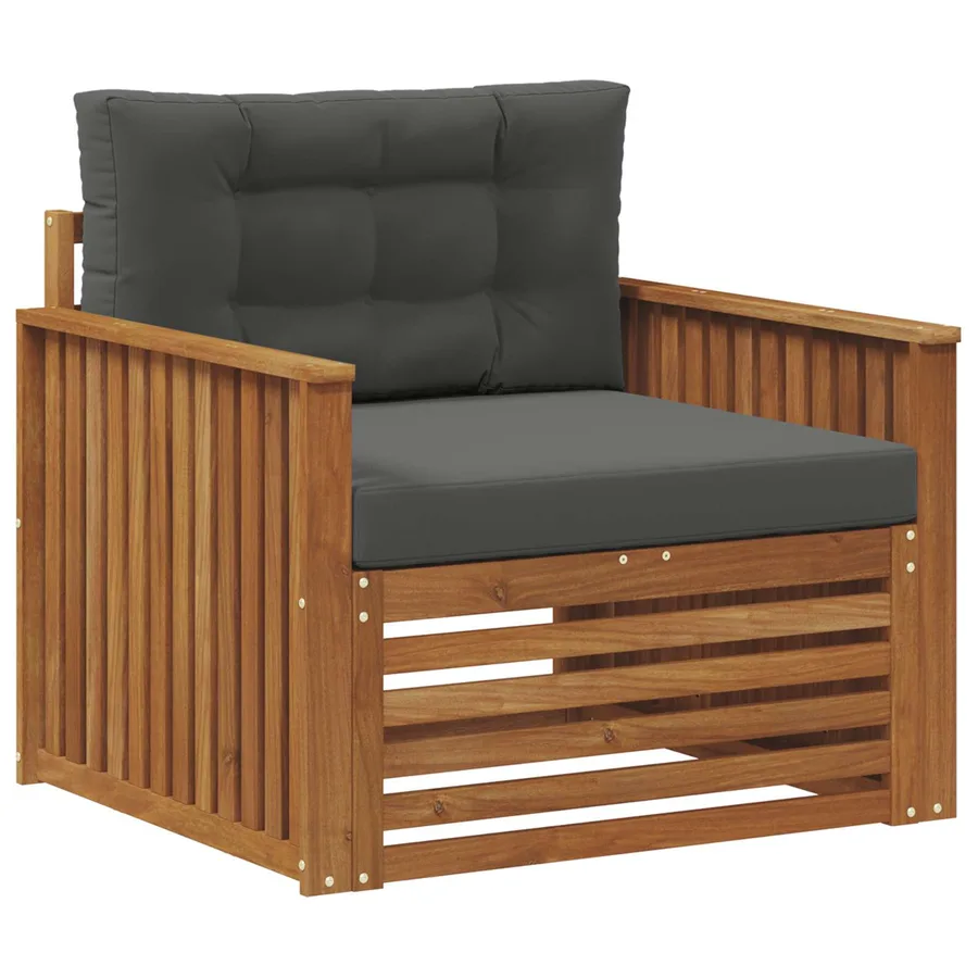 Canapé d’extérieur Bois d'acacia massif et polyester - 2