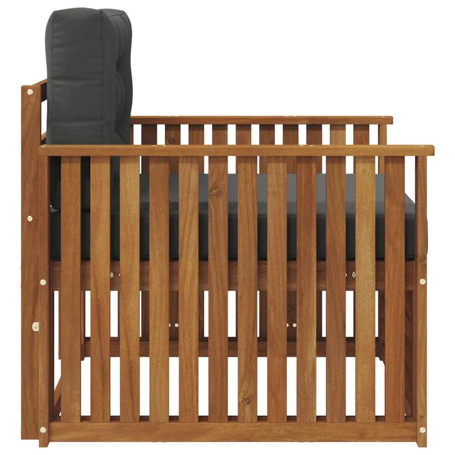 Canapé d’extérieur Bois d'acacia massif et polyester - 4