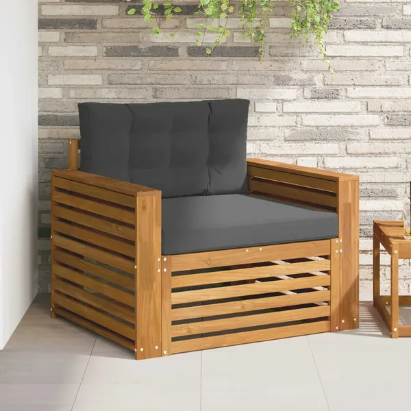 Canapé d’extérieur Bois d'acacia massif et polyester