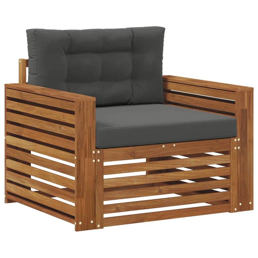Canapé d’extérieur Bois d'acacia massif et polyester - 2