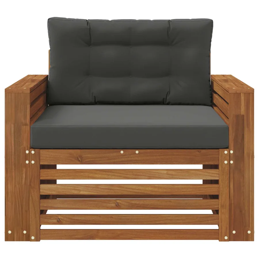 Canapé d’extérieur Bois d'acacia massif et polyester - 3