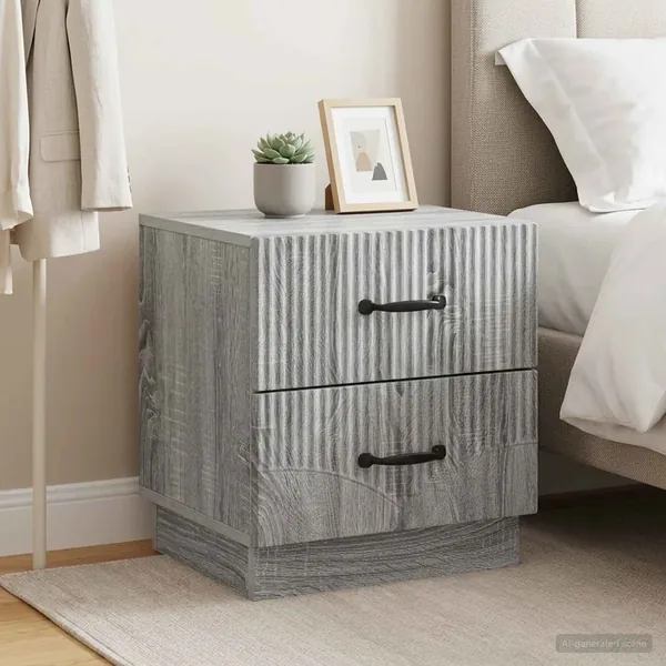 Cabinet de chevet 2 pcs Sonoma gris 43 x 34,5 x 44,5 cm