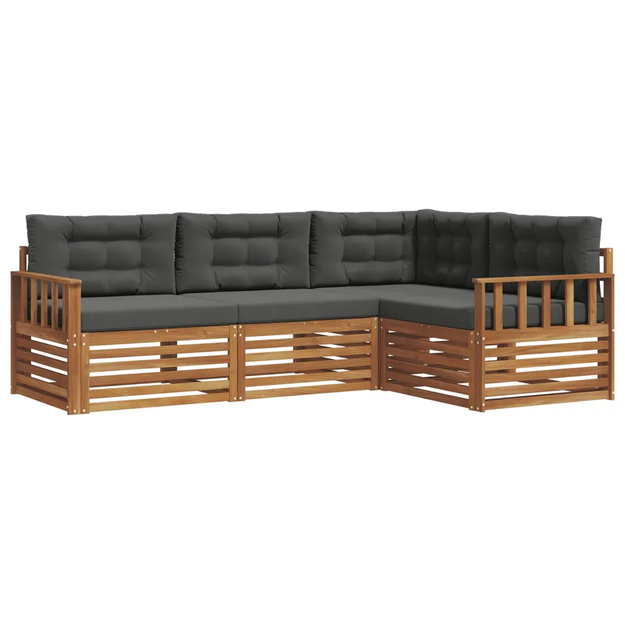 Ensemble de canapés d'extérieur 4 pcs Naturel et Anthracite - 2