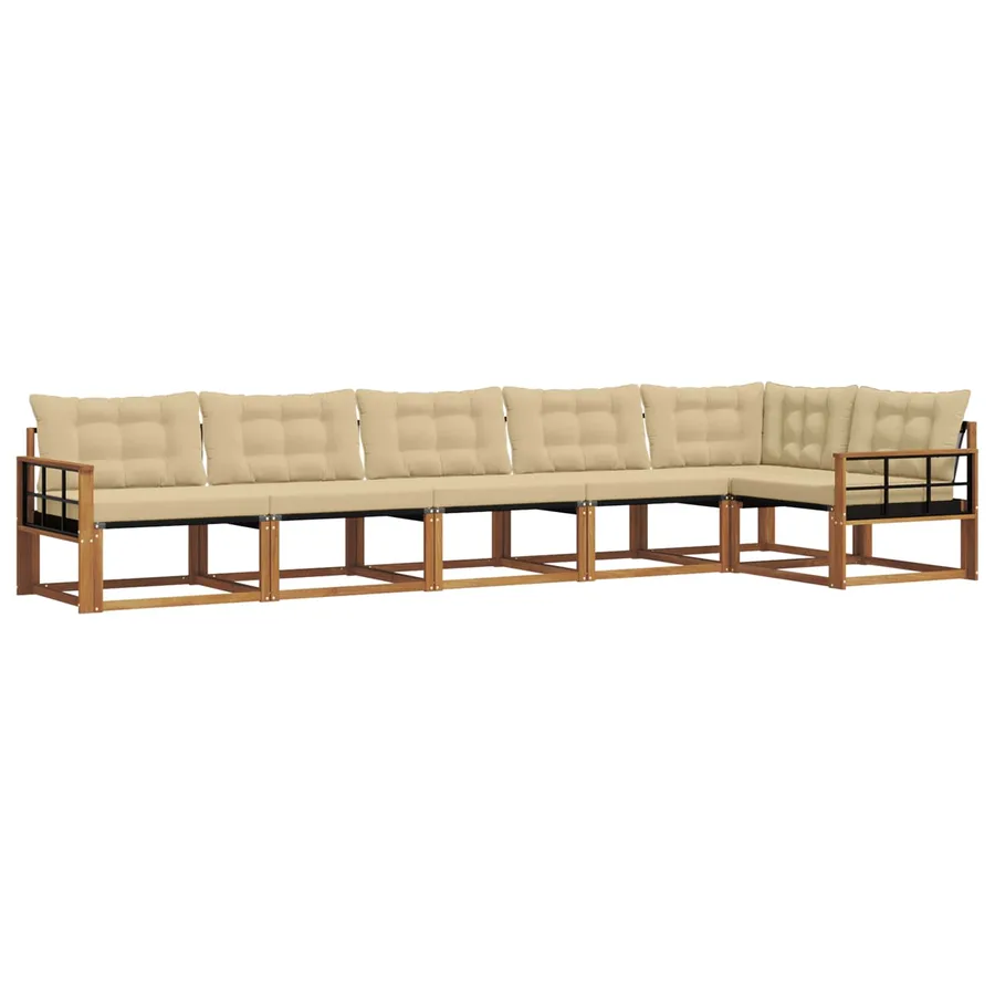 Ensemble de canapés d'extérieur 6 pcs Naturel et Beige - 2