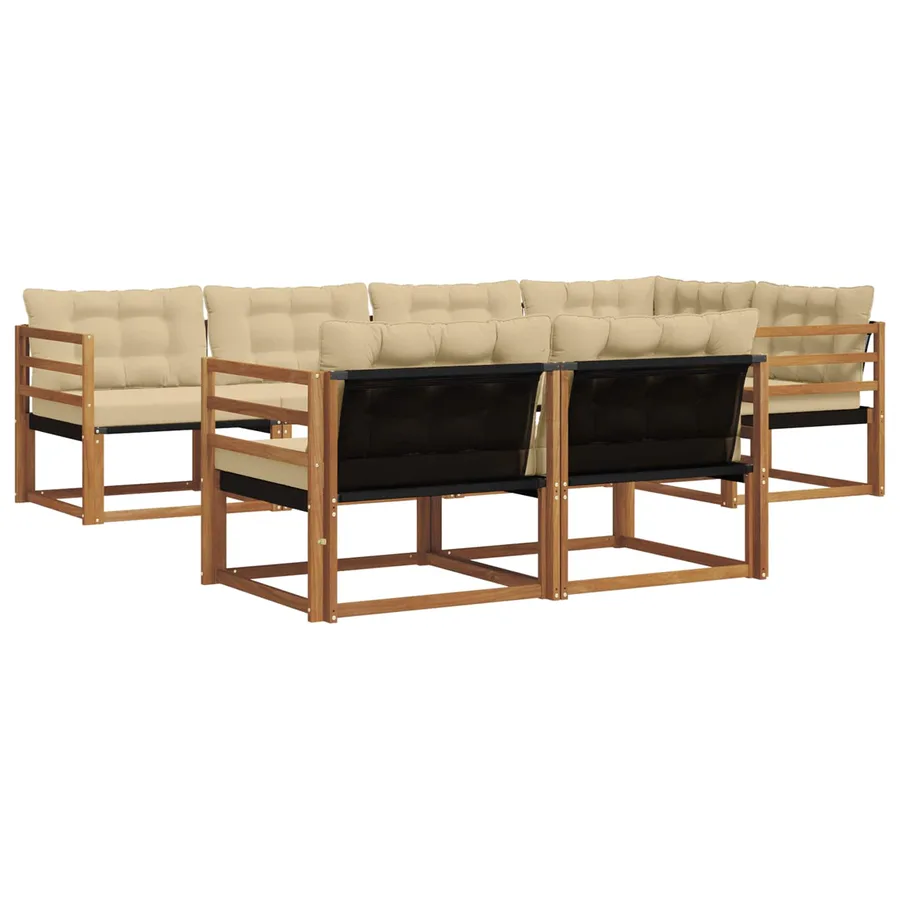 Ensemble de canapés d'extérieur 7 pcs Naturel et Beige - 2