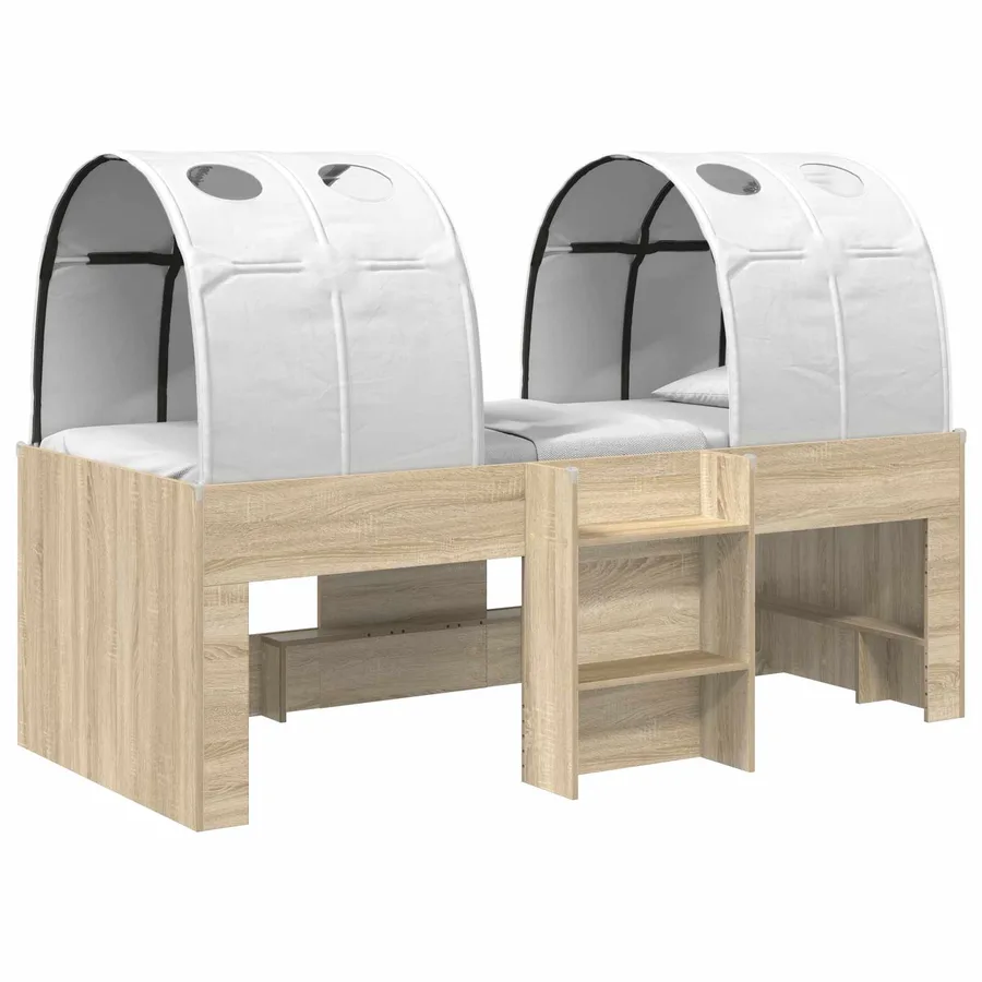 Lit avec Tunnel 3 pc Chêne Sonoma et blanc Bois d'ingénierie - 2