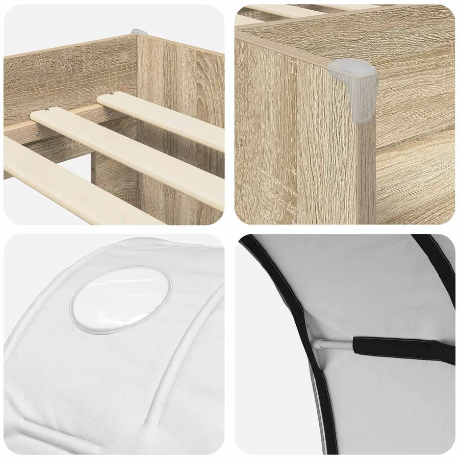 Lit avec Tunnel 3 pc Chêne Sonoma et blanc Bois d'ingénierie - 9