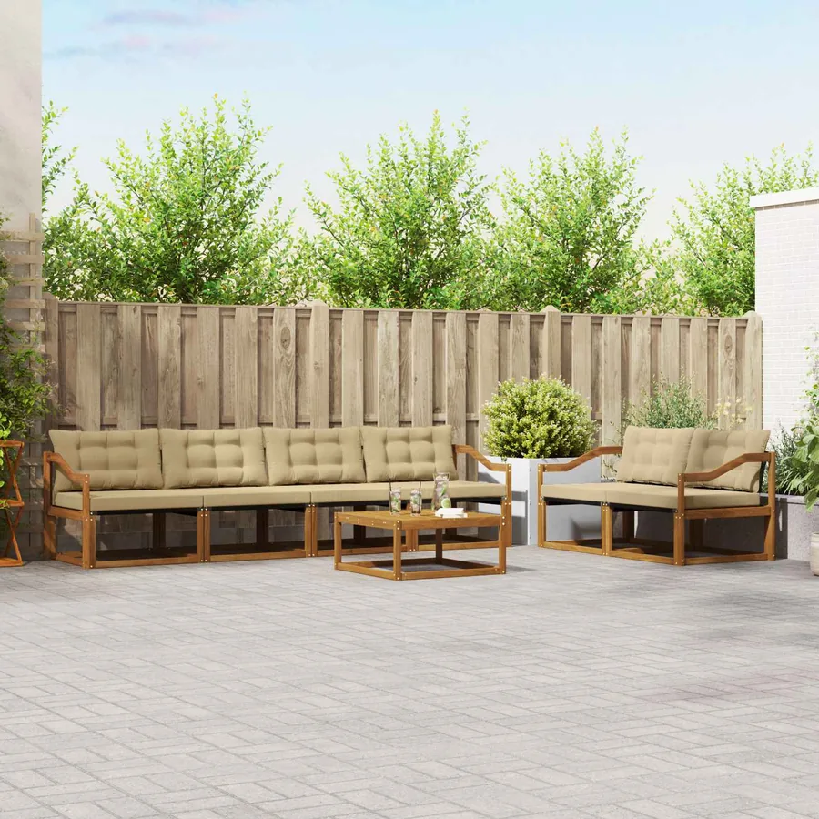 Ensemble de canapés d'extérieur 7 pcs Naturel et Beige