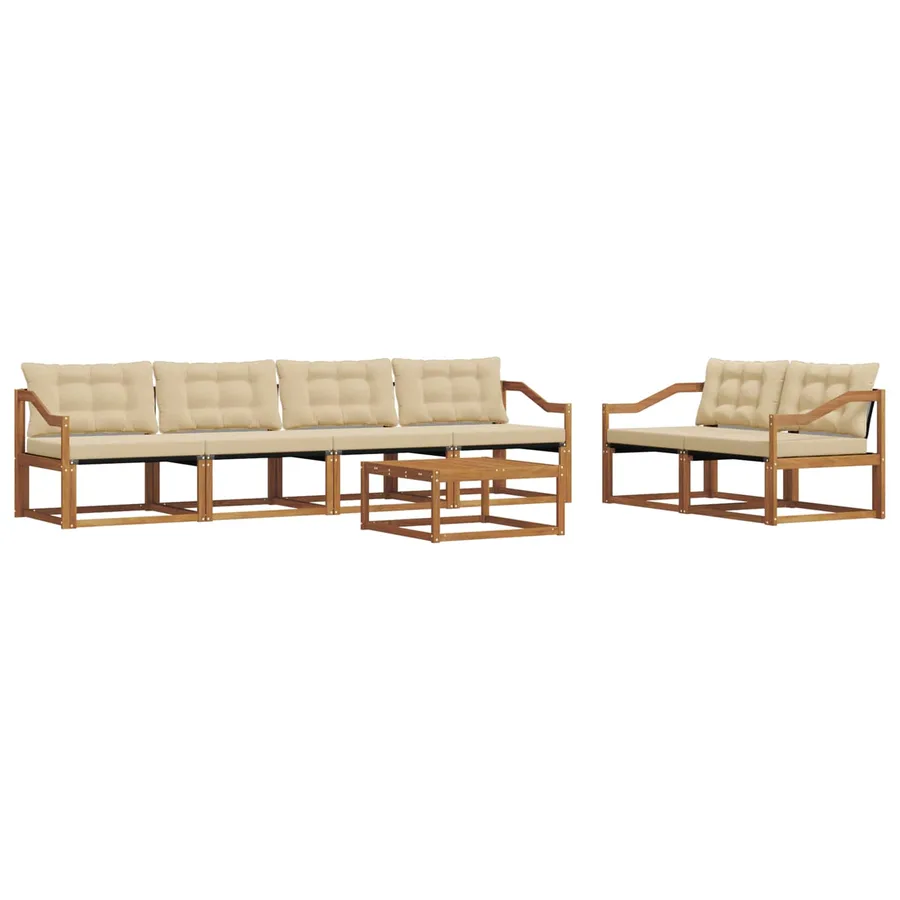 Ensemble de canapés d'extérieur 7 pcs Naturel et Beige - 2