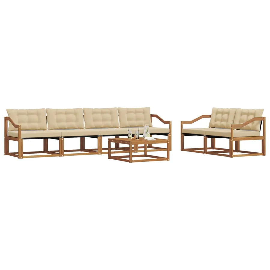 Ensemble de canapés d'extérieur 7 pcs Naturel et Beige - 3