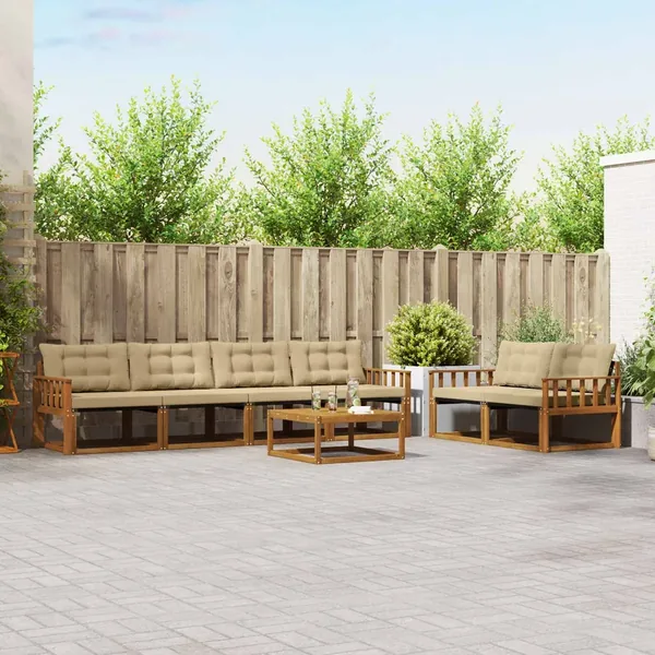 Ensemble de canapés d'extérieur 7 pcs Naturel et Beige