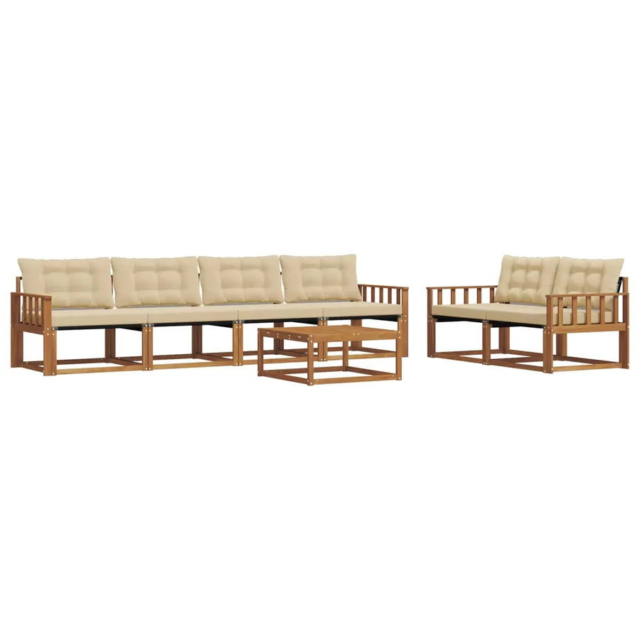 Ensemble de canapés d'extérieur 7 pcs Naturel et Beige - 2