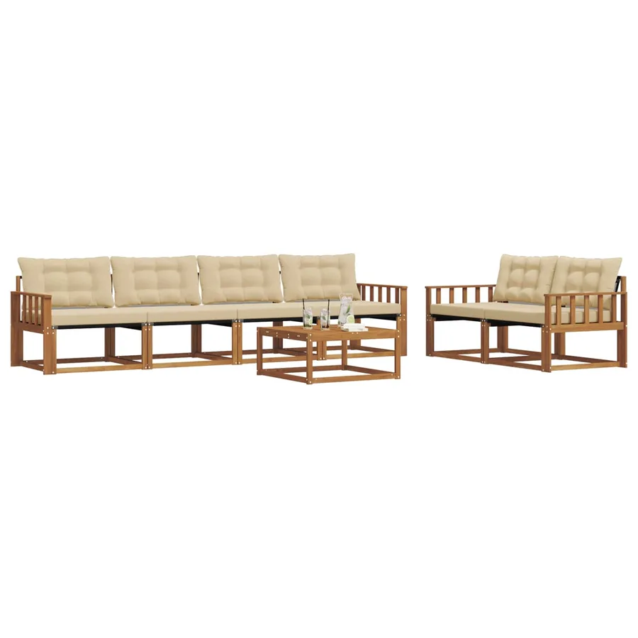Ensemble de canapés d'extérieur 7 pcs Naturel et Beige - 3