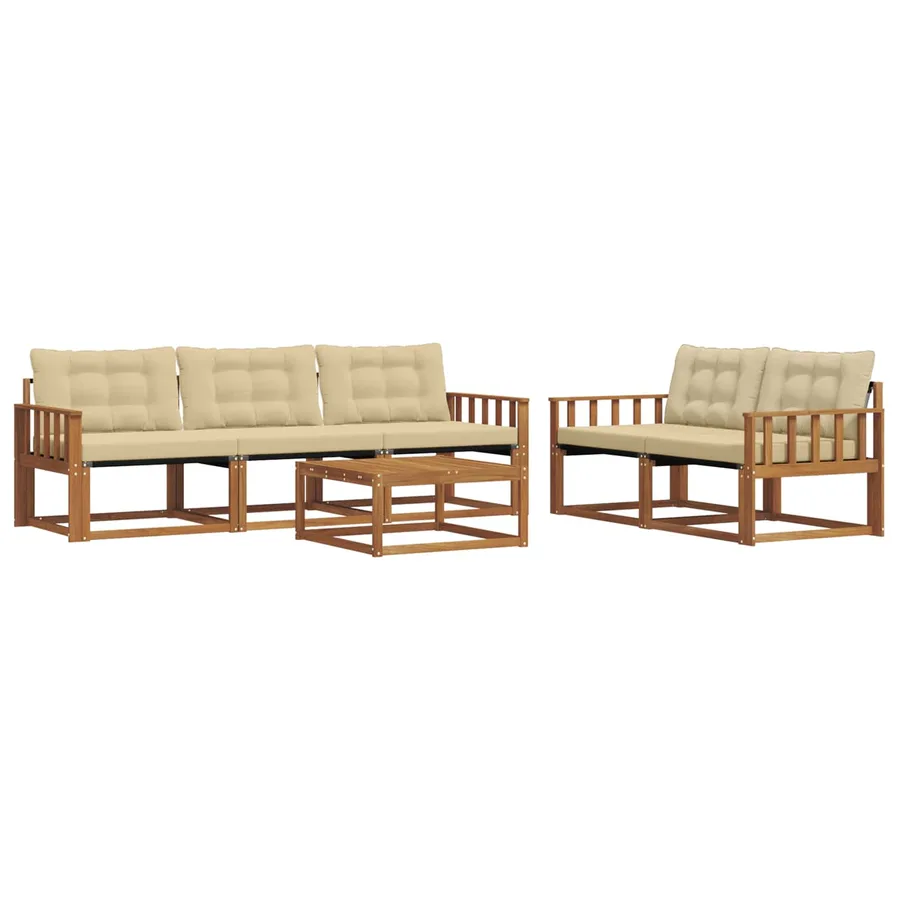 Ensemble de canapés d'extérieur 6 pcs Naturel et Beige - 2
