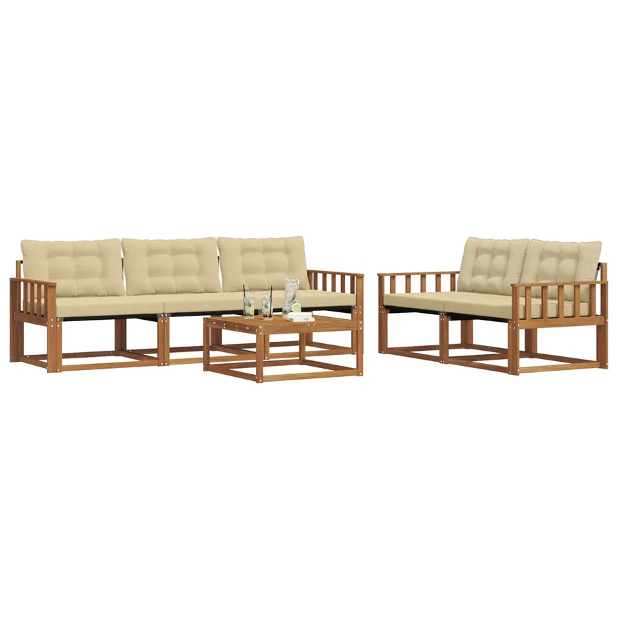 Ensemble de canapés d'extérieur 6 pcs Naturel et Beige - 3