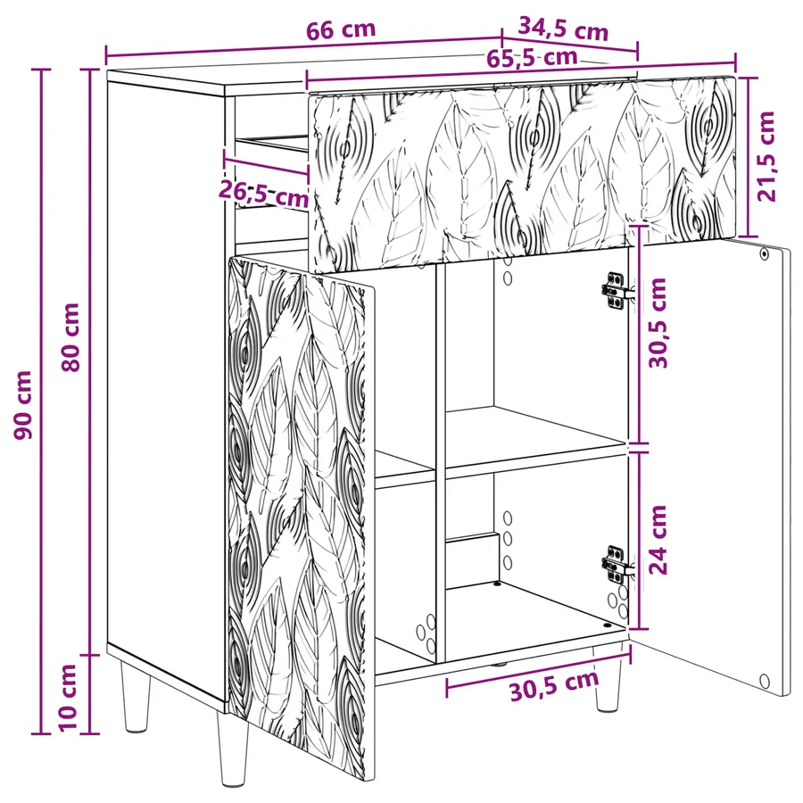Buffet Blanc 66 x 34,5 x 90 cm Bois d'ingénierie - 10