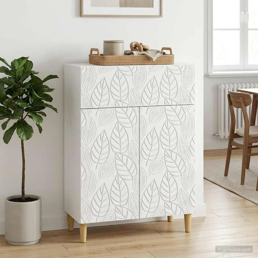 Buffet Blanc 66 x 34,5 x 90 cm Bois d'ingénierie - 3