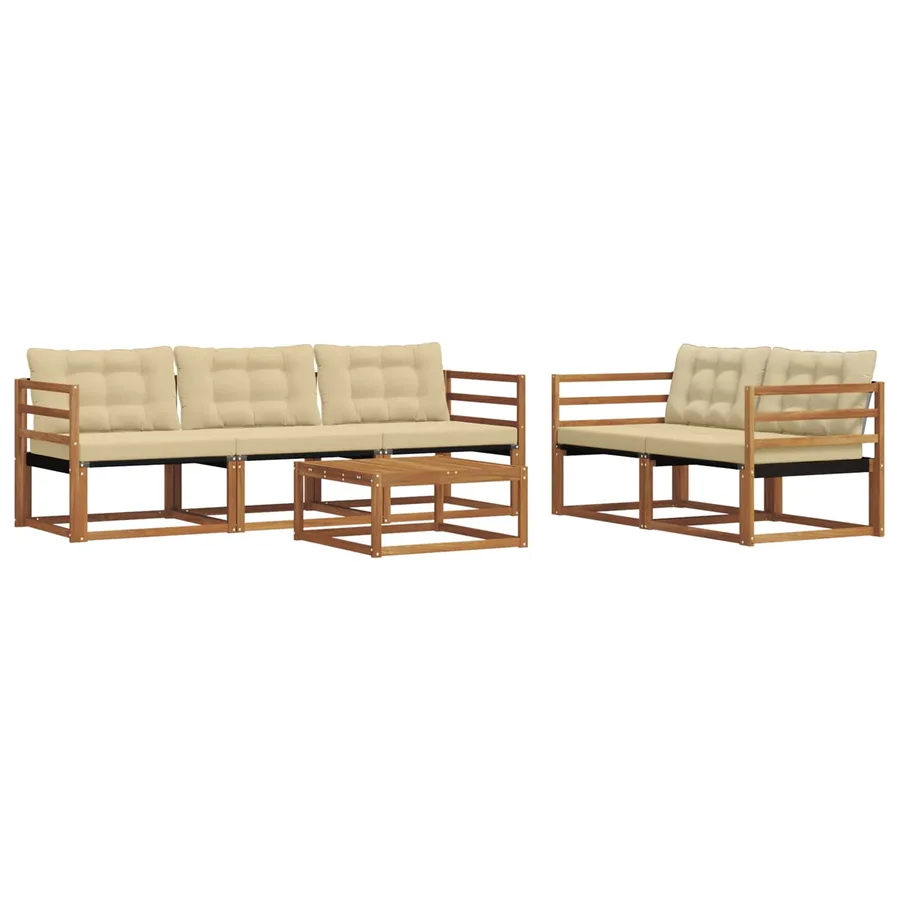 Ensemble de canapés d'extérieur 6 pcs Naturel et Beige - 2