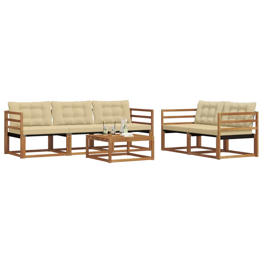 Ensemble de canapés d'extérieur 6 pcs Naturel et Beige - 3