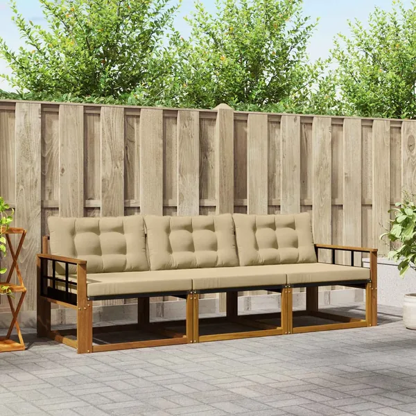 Ensemble de canapés d'extérieur 3 pcs Naturel et Beige