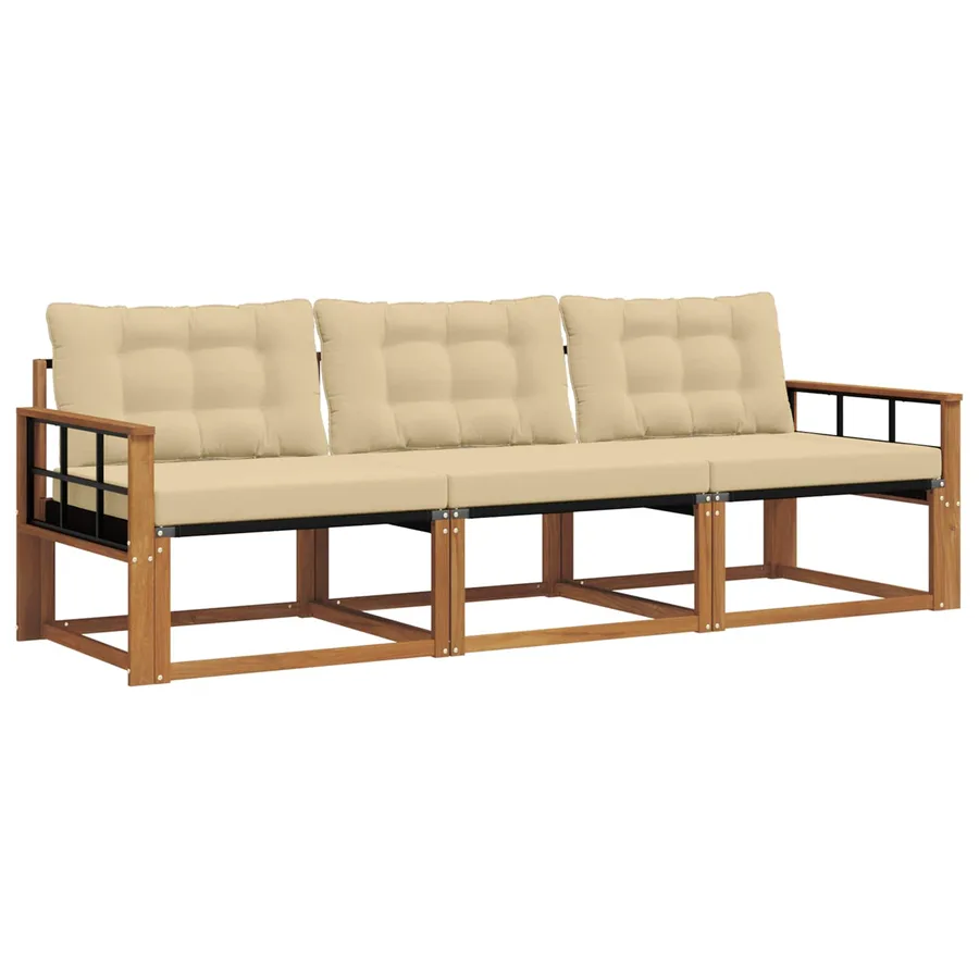 Ensemble de canapés d'extérieur 3 pcs Naturel et Beige - 2