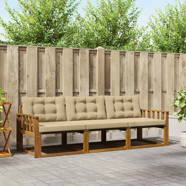 Ensemble de canapés d'extérieur 3 pcs Naturel et Beige