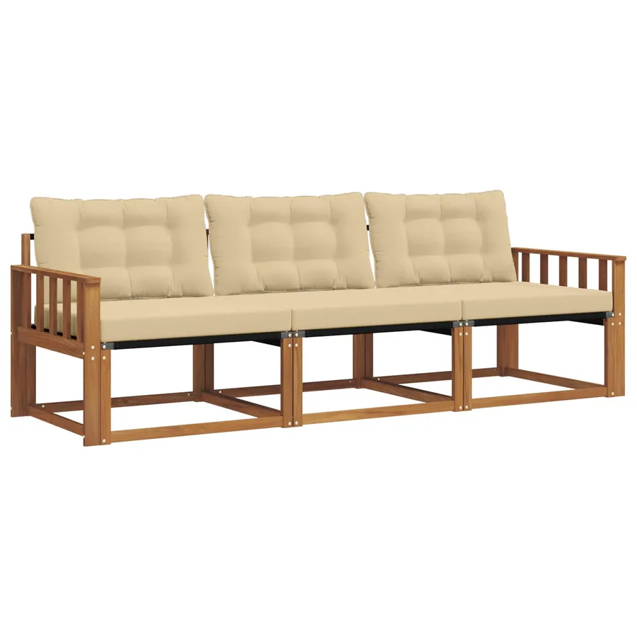 Ensemble de canapés d'extérieur 3 pcs Naturel et Beige - 2