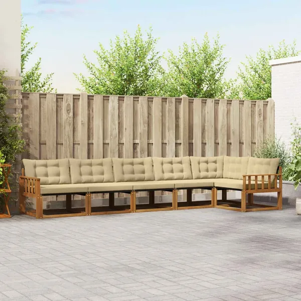 Ensemble de canapés d'extérieur 6 pcs Naturel et Beige