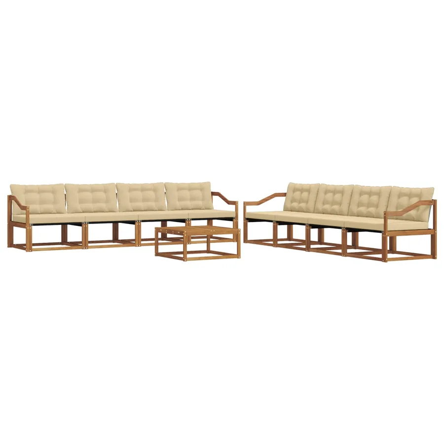 Ensemble de canapés d'extérieur 9 pcs Naturel et Beige - 2