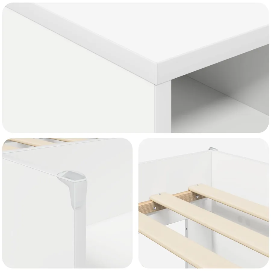 Cadre de lit en loft avec armoire 3 pc Blanc Bois d'ingénierie - 6