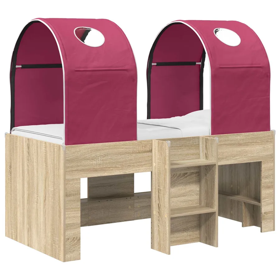 Lit avec Tunnel 3 pc Sonoma et Rouge Bois d'ingénierie - 2