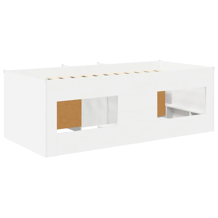 Cadre de lit en loft avec armoire 3 pc Blanc Bois d'ingénierie - 5