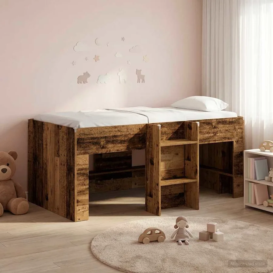Cadre de Lit Élevé pour Enfants Bois ancien 80 x 160 cm - 3