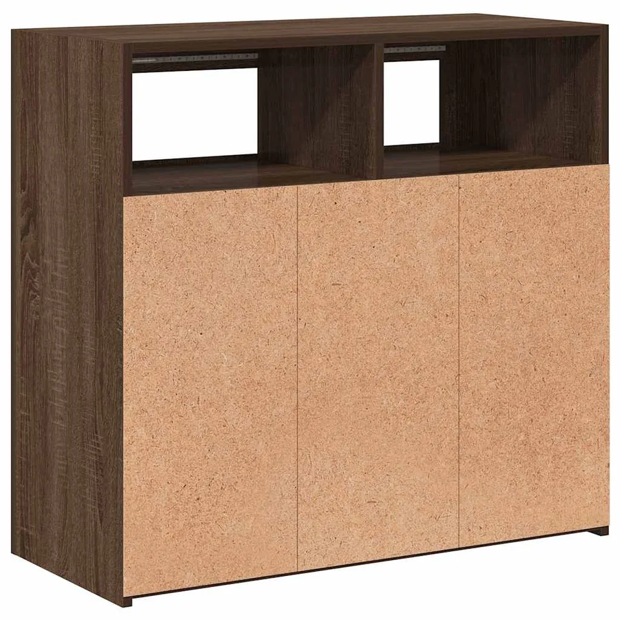 Buffet avec lumières LED chêne marron 80x35x75 cm - 10