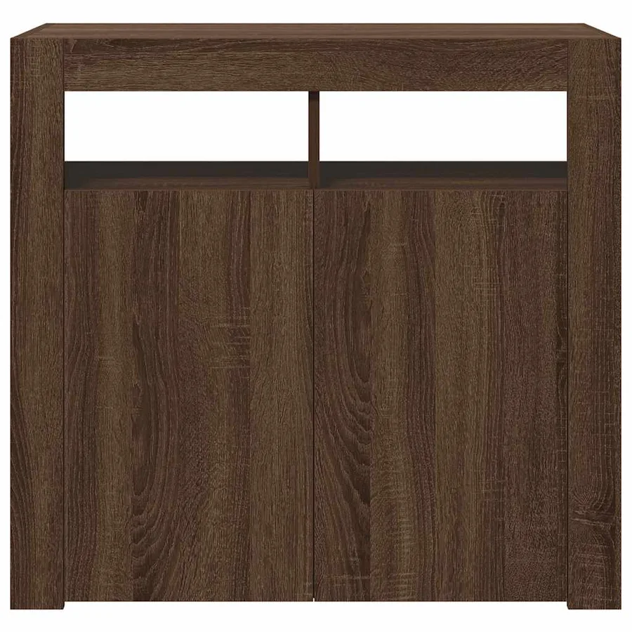 Buffet avec lumières LED chêne marron 80x35x75 cm - 6