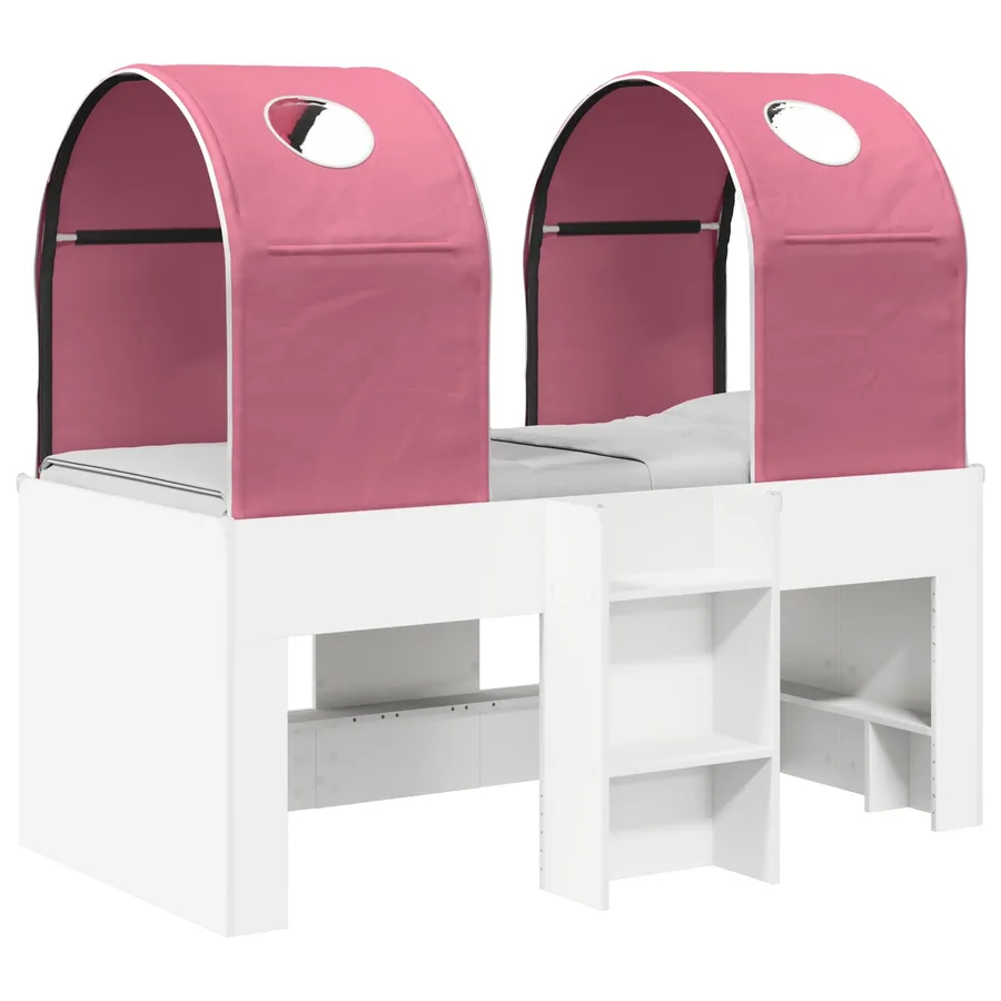 Lit avec Tunnel 3 pc Blanc et rose Bois d'ingénierie - 2