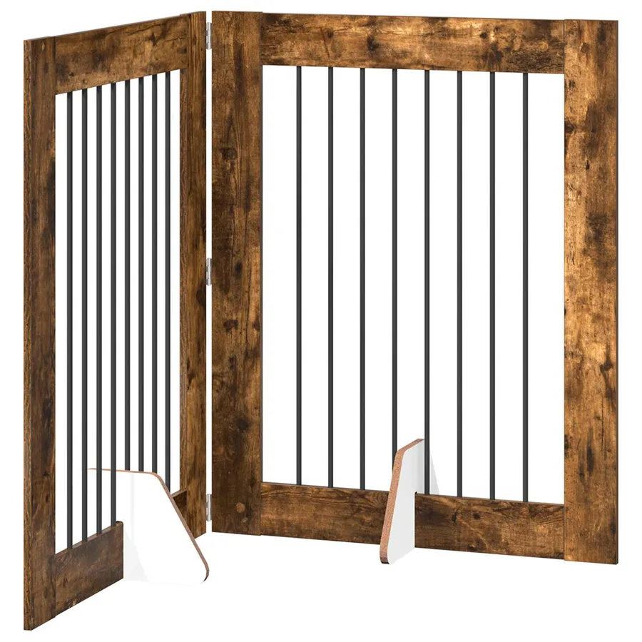 Porte de chien pliable avec supports 2 pcs Chêne fumé 160,5 cm - 2