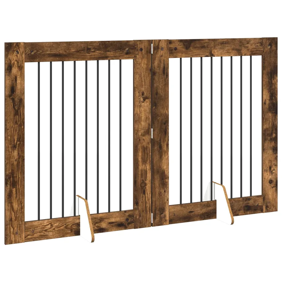 Porte de chien pliable avec supports 2 pcs Chêne fumé 160,5 cm - 3