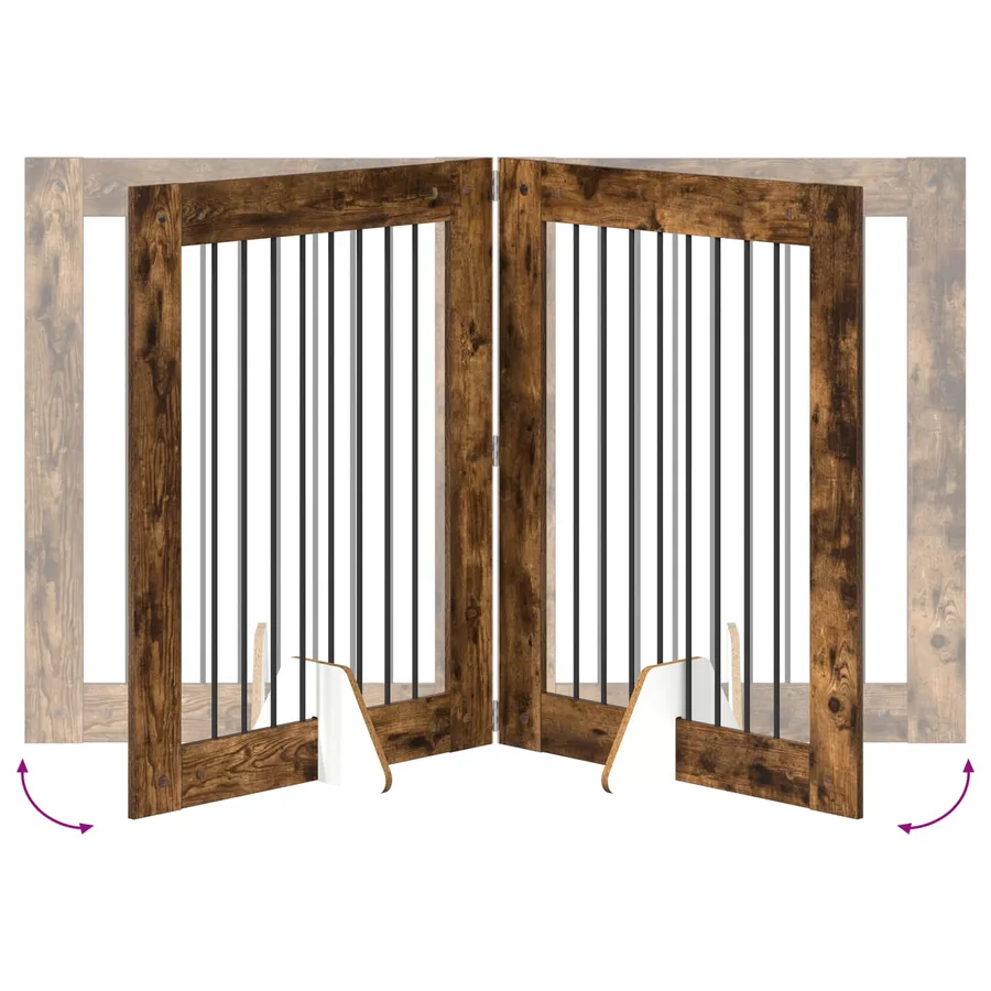 Porte de chien pliable avec supports 2 pcs Chêne fumé 160,5 cm - 7