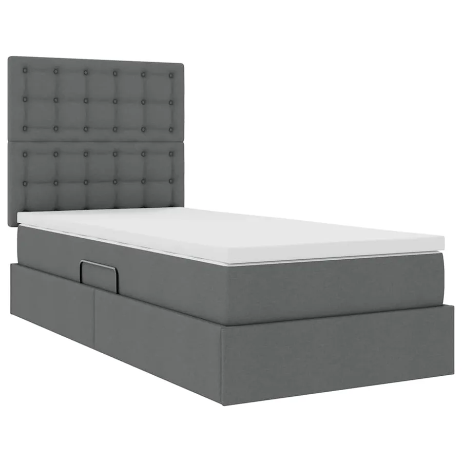 Lit de rangement LED avec matelas Gris foncé 100 x 200 cm Tissu - 6