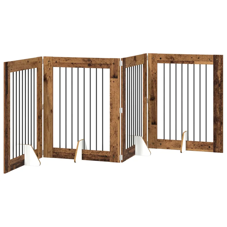 Porte de chien pliable avec supports 4 pcs Bois ancien 321 cm - 2