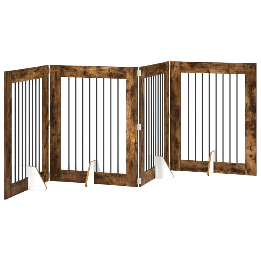 Porte de chien pliable avec supports 4 pcs Chêne fumé 321 cm - 2