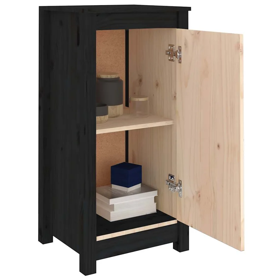 Buffets 2 pcs noir 39x35x80 cm bois massif de pin - 12