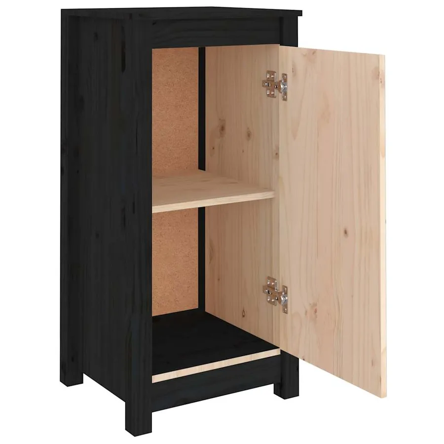 Buffets 2 pcs noir 39x35x80 cm bois massif de pin - 5